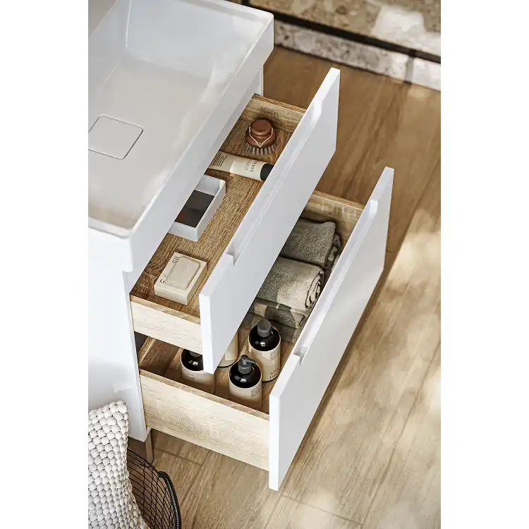 Тумба с раковиной напольная Aqwella Vancouver 70 VAN01072N, с двумя ящиками, цвет белый фото 4