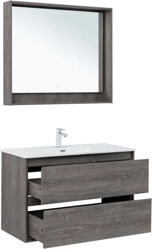 Тумба под раковину Aquanet Милан 100 дуб рошелье, подвесная, 336375 фото 7