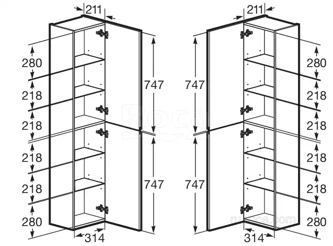 Пенал Roca Oleta A857650515 подвесной цвет, Капучино фото 4
