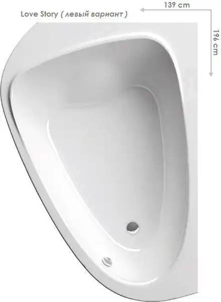 Акриловая ванна Ravak LoveStory II 196х139 C751000000 левая, Белая фото 1