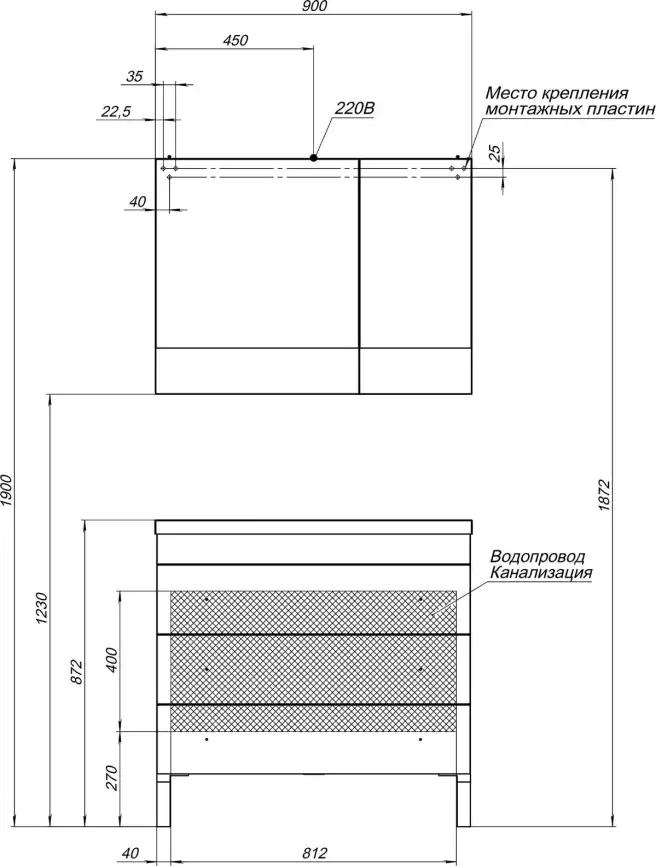 Тумба под раковину Aquanet Верона 90 белый (напольная 3 ящика) 178470 фото 2