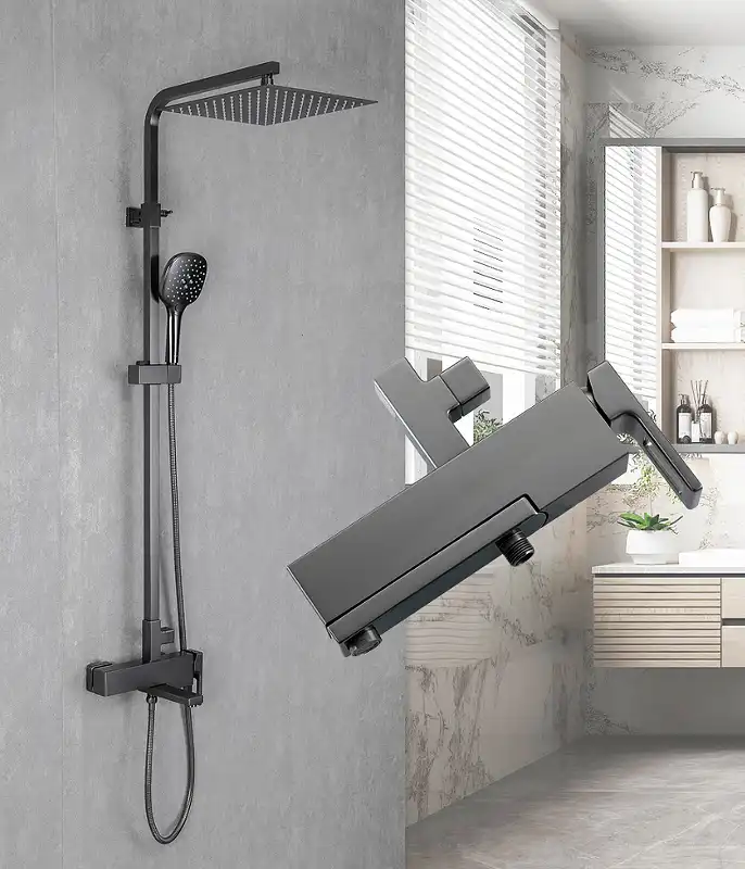 Душевая система Gappo G2417-9  с поворотным изливом, Оружейная сталь фото 11