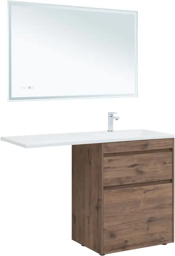 Тумба под раковину Aquanet Токио 130/68 дуб веллингтон (напольная 2 ящика) 333652 фото 7