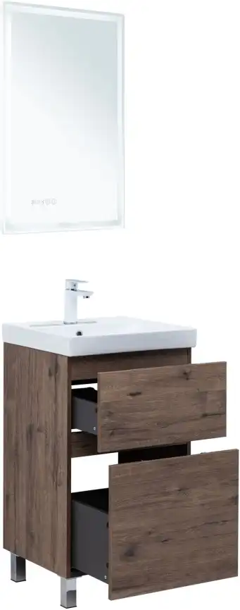 Тумба под раковину Aquanet Алвита New 50 напольная, дуб веллингтон табак, 344126 фото 13