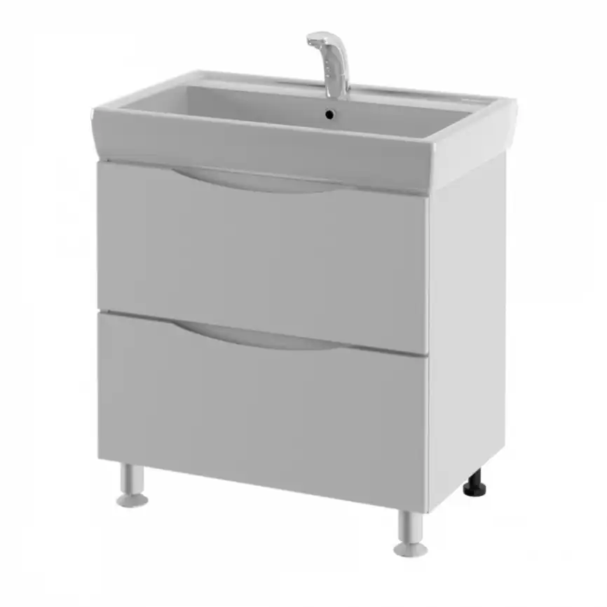 Тумба с умывальником AURA ПАЛЕРМО 80-2 напольная (Раковина COMO 80) Белая фото 1