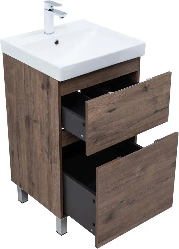 Тумба под раковину Aquanet Алвита New 50 напольная, дуб веллингтон табак, 344126 фото 11