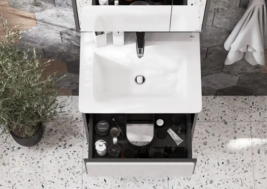 Тумбы под раковину Roca Ronda 60 ZRU9302963 подвесная, цвет, Белый глянец / Антрацит фото 5