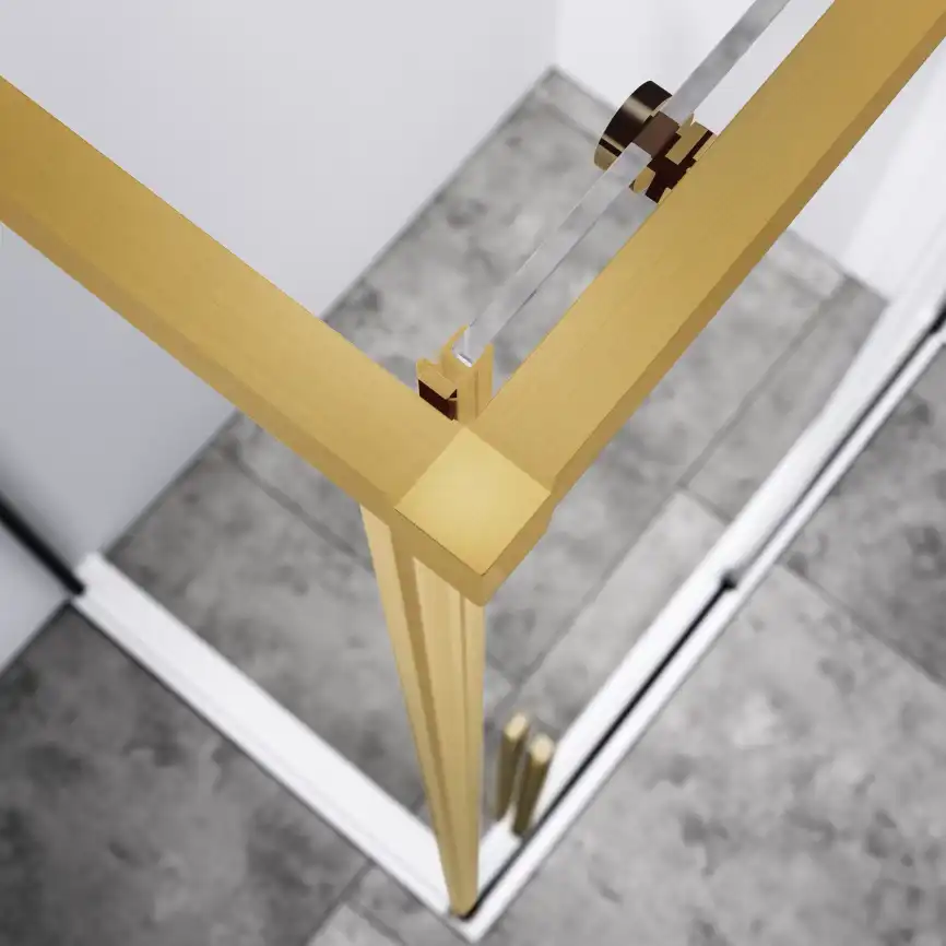 Душевой уголок Vincea Slim-N 140х90 VSR-4SN9014CLG, дверь раздвижная, профиль брашированное золото, стекло прозрачное фото 3