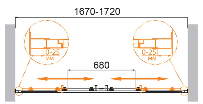 Душевая дверь CEZARES MOLVENO-BF-2-170-C-GM-IV стекло Прозрачное, профиль Оружейная сталь фото 6