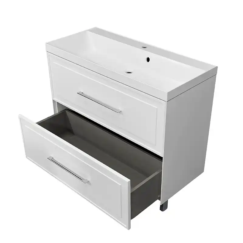 Тумба с раковиной Azario Belloni 100/2Н CS00098077, напольная, белая матовая фото 2