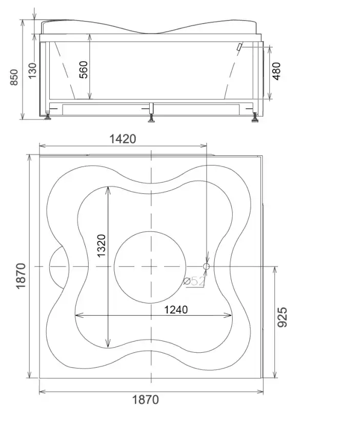 Акриловая ванна Gemy G9089 K L 187х187 с гидромассажем, левая фото 5