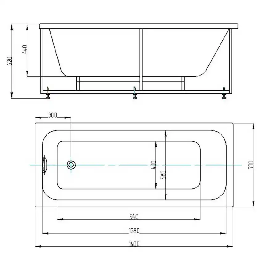 Акриловая ванна AZARIO BELLA 140х70 AV.0020140, прямоугольная фото 6