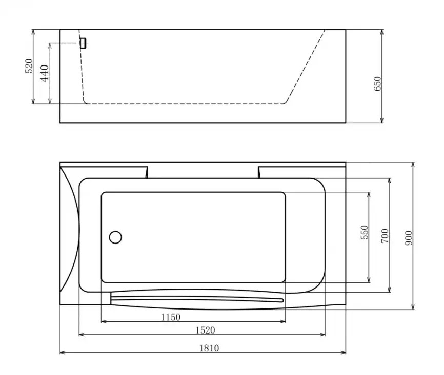 Акриловая ванна Gemy G9055 K L 181х90 с гидромассажем, левая фото 3