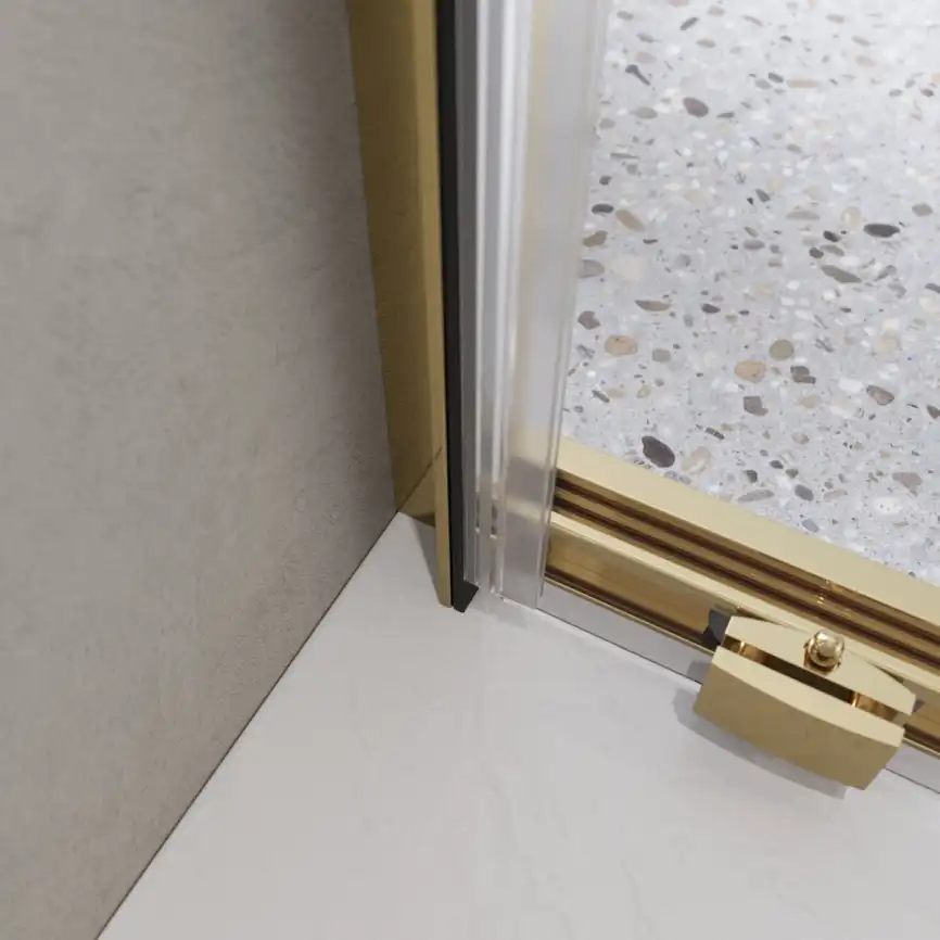 Душевая дверь BelBagno LUCE-BF-1-100-C-ORO стекло прозрачное, профиль Золото глянцевое фото 4