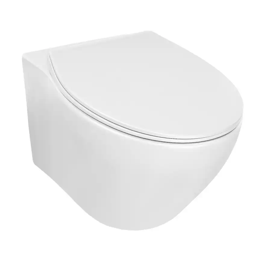 Унитаз подвесной Azario Keras AZ-99046W подвесной, безободковый, с сиденьем микролифт, Белый глянцевый фото 2