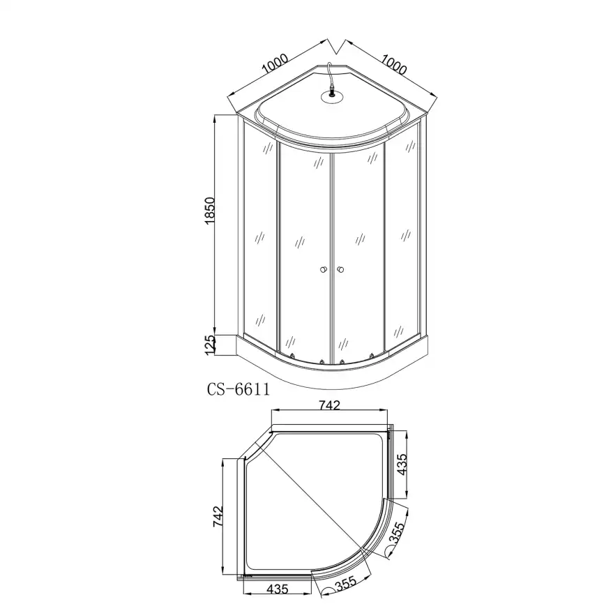 Душевая кабина Loranto 100х100 низкий поддон, прозрачное стекло, профиль Хром, CS-6611 G, 100*100*215 фото 3