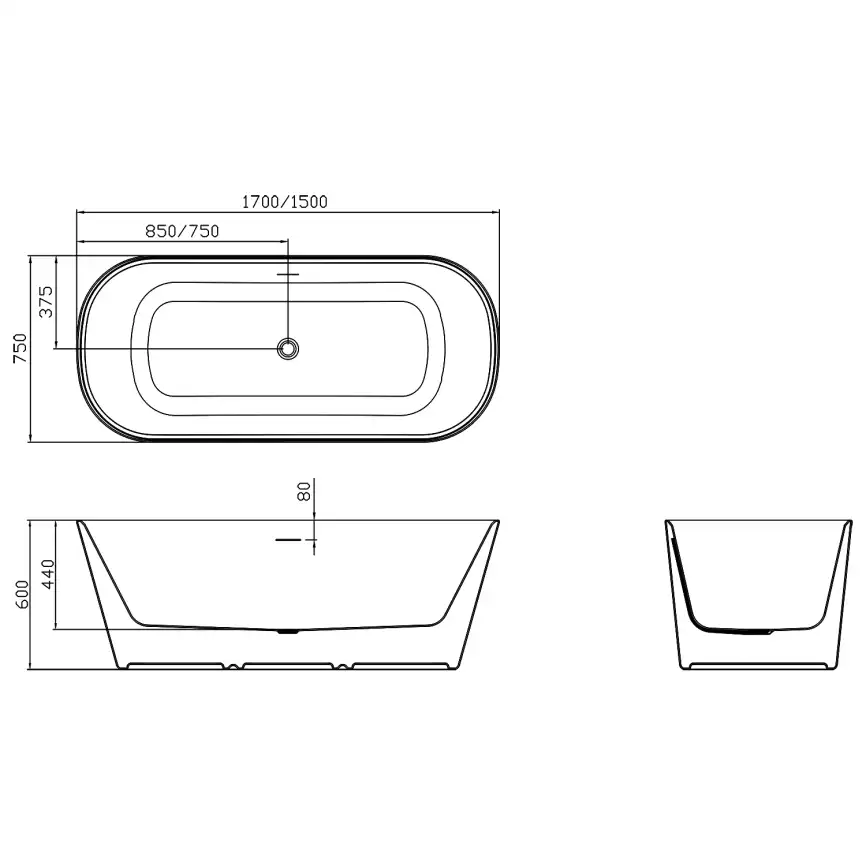 Акриловая ванна Azario Crisp 150х75 AZ-8692-1.5, Отдельностоящая фото 3