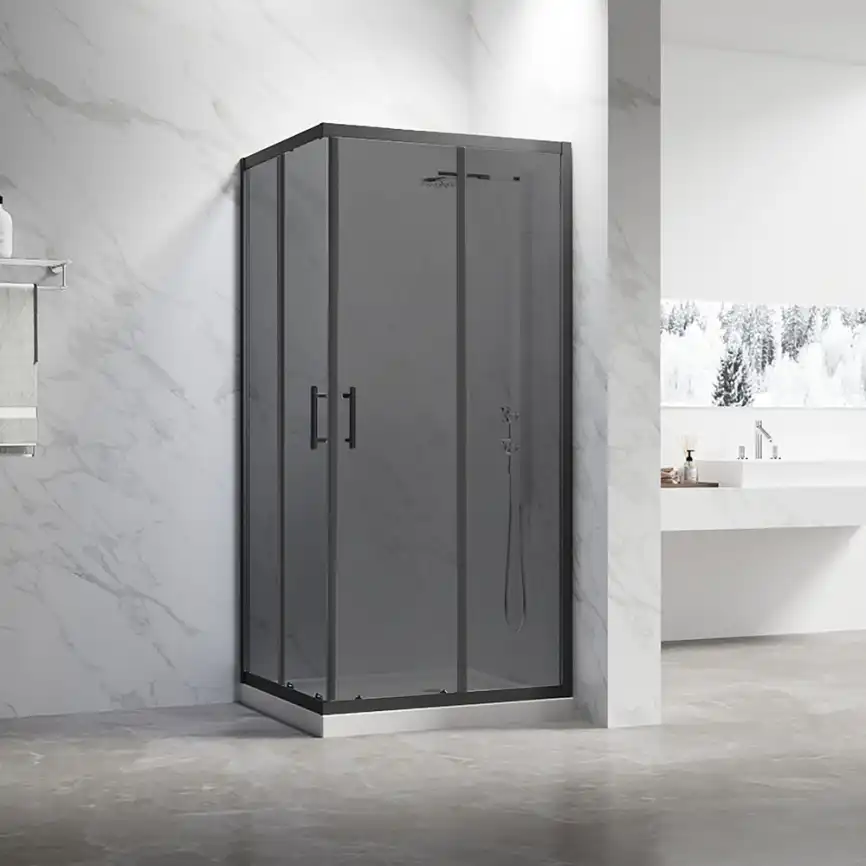 Душевой уголок Veconi Rovigo RV-27B 100х90х190, профиль Черный, стекло серое тонированное (RV27B-10090-05-C8) фото 1
