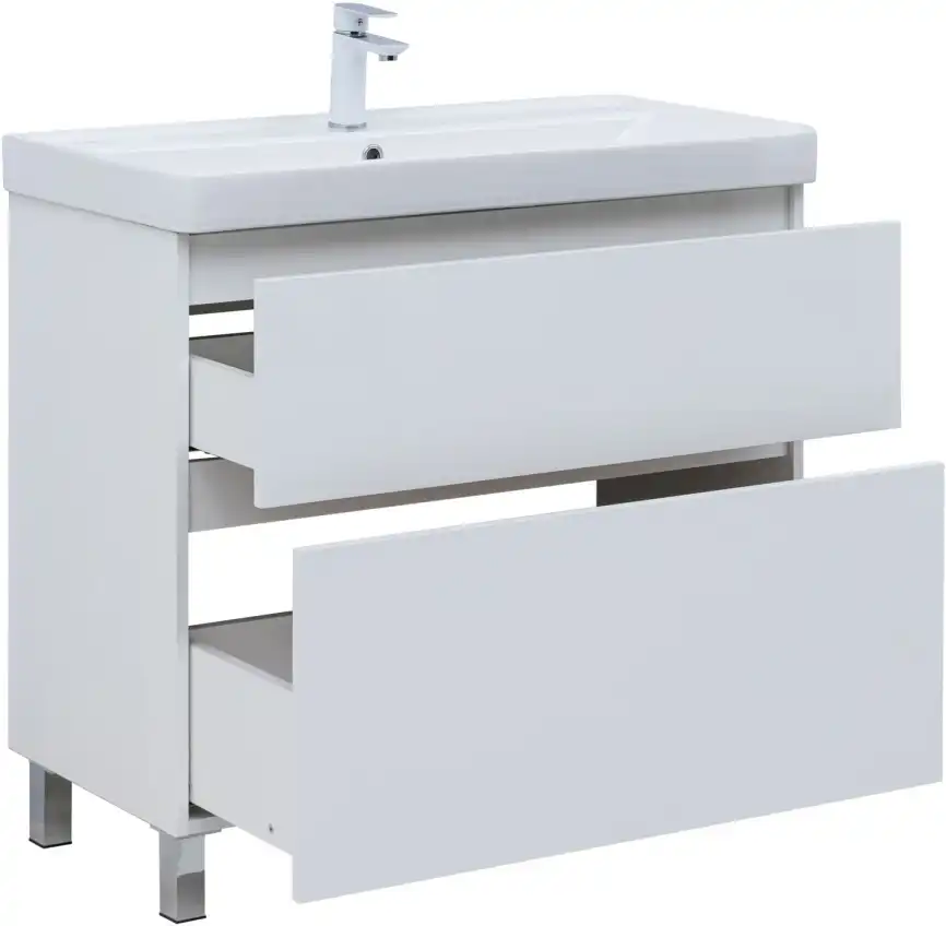 Тумба под раковину Aquanet Вега 90 напольная, белый глянец, 344124 фото 6