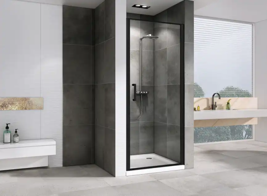 Душевая дверь Abber Sonnenstrand 80 см, AG04080B, профиль Черный, стекло Прозрачное фото 2