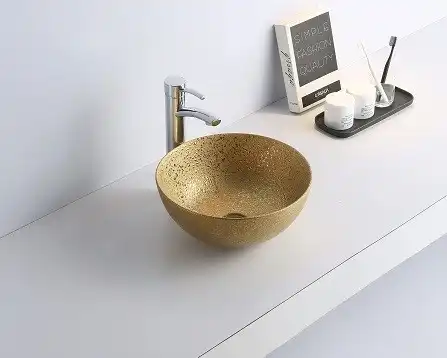 Раковина накладная CeramaLux 410х410х160 7226SJ, цвет Золото фото 2