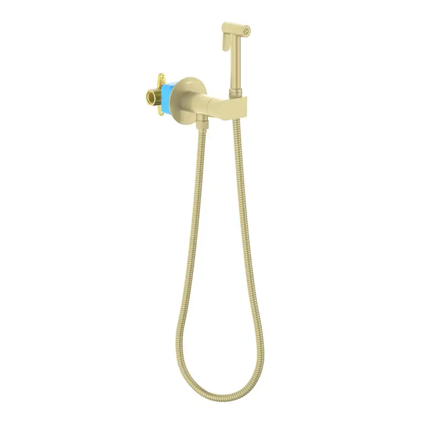 Смеситель с гигиеническим душем Aquatek Оберон AQ1024BG, Золото матовое фото 1