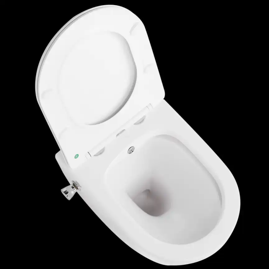 Подвесной унитаз-биде Ceramalux 2196-BD, безободковый с крышкой микролифт, Белый фото 2