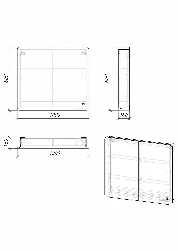 Зеркальный шкаф Grossman АДЕЛЬ-100 см правое с LED подсветкой 2010004 фото 6
