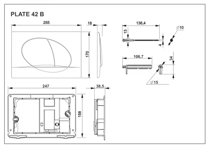 Панель смыва Roca Active 42B хром глянец 8901140B1 фото 2