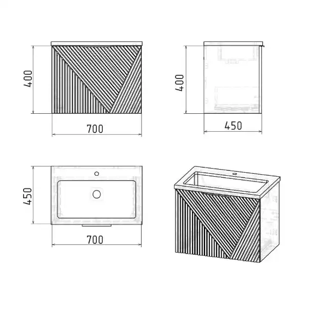 Тумба под раковину Grossman Блисс 70 подвесная, бежевый матовый (107051) фото 9