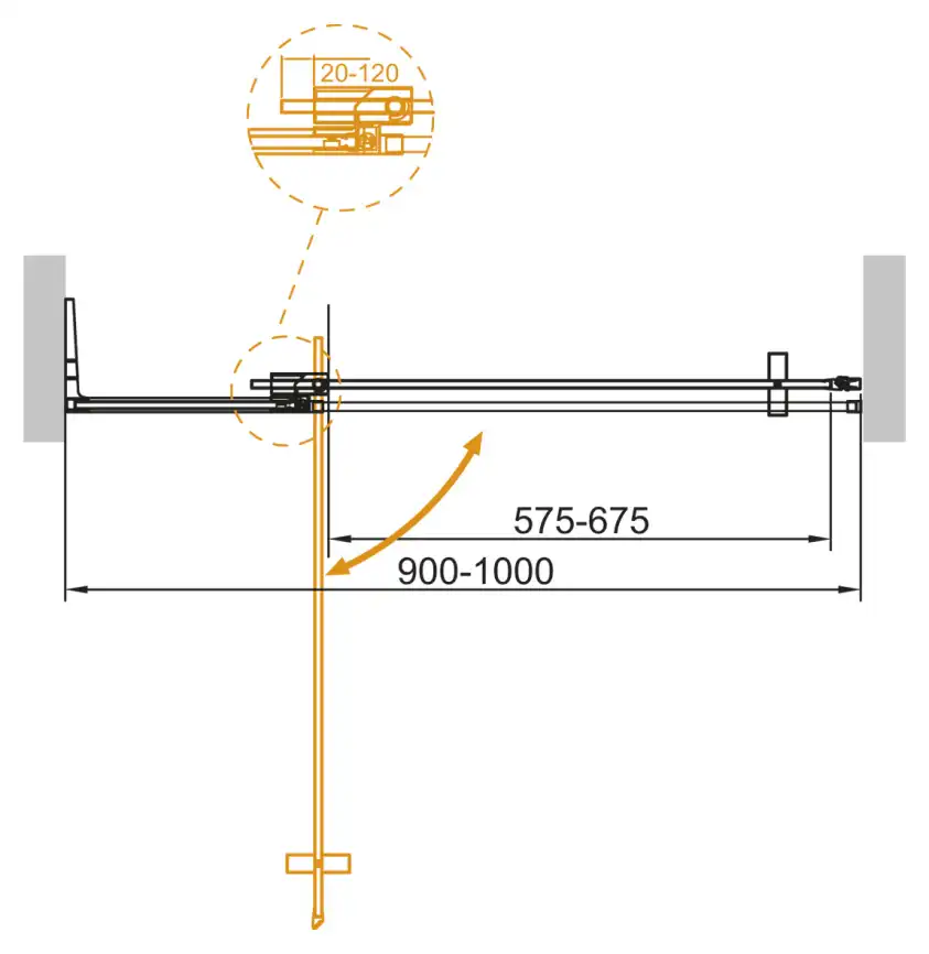 Душевая дверь в нишу CEZARES SLIDER-B-1-90/100-C-BORO стекло Прозрачное, профиль Брашированное золото фото 5