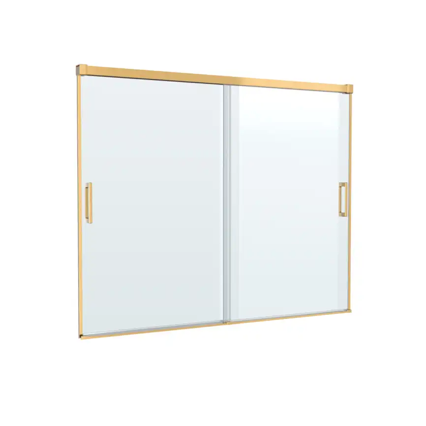 Душевая шторка на ванну CEZARES TANDEM-SOFT-VF-2-180/145-C-BORO-IV стекло Прозрачное, профиль Брашированное золото фото 7