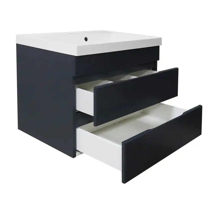 Тумба с раковиной Azario Эстима 60 CS00094587, подвесная, Графит фото 2