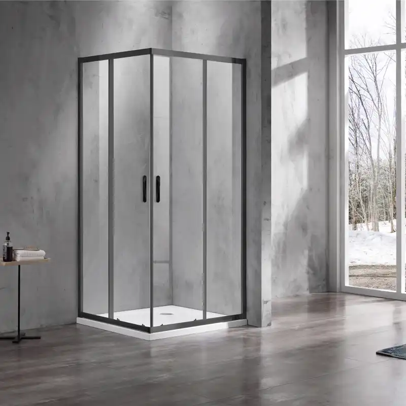 Душевой уголок Azario MILTON 90х90х200 AZ-ND1142 900 Black профиль Черный, стекло Прозрачное фото 1