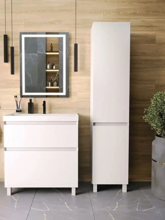 Шкаф-пенал FAURAplus Лаура 40 напольный, Белый матовый фото 1