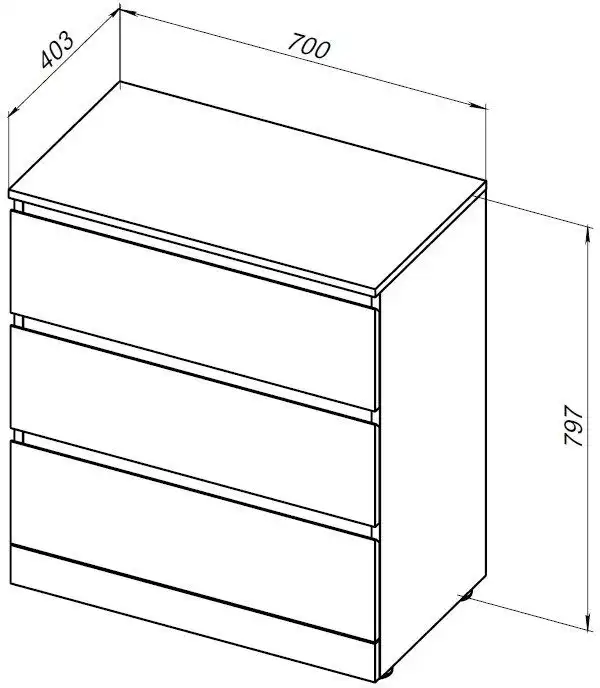 Комод Aquanet Сканди 700x400 Дуб крафт (3 ящика) 302550 фото 2
