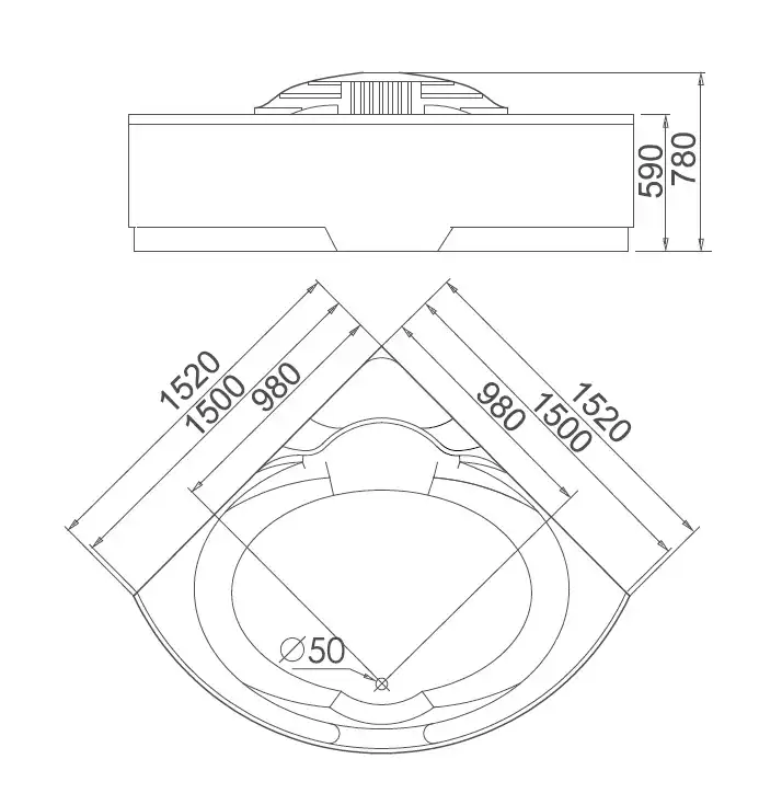Акриловая ванна Gemy G9082 O 152х152 с гидромассажем, угловая фото 4
