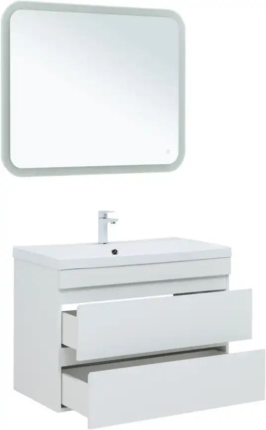 Тумба под раковину Aquanet Нота New 90 2 ящика, белый глянец 335419 фото 6