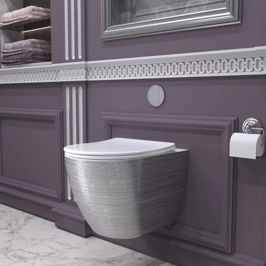 Подвесной унитаз Grossman GR-4455SWS безободковый, Серебро фото 4