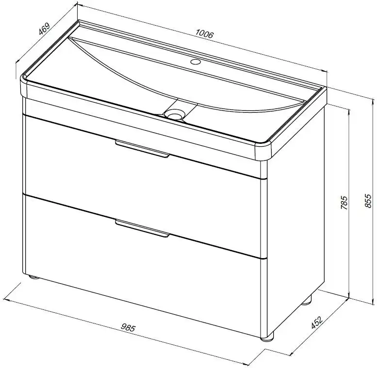 Тумба под раковину Aquanet Ирис New 100 напольная, белый глянец, напольная, 339257 фото 2