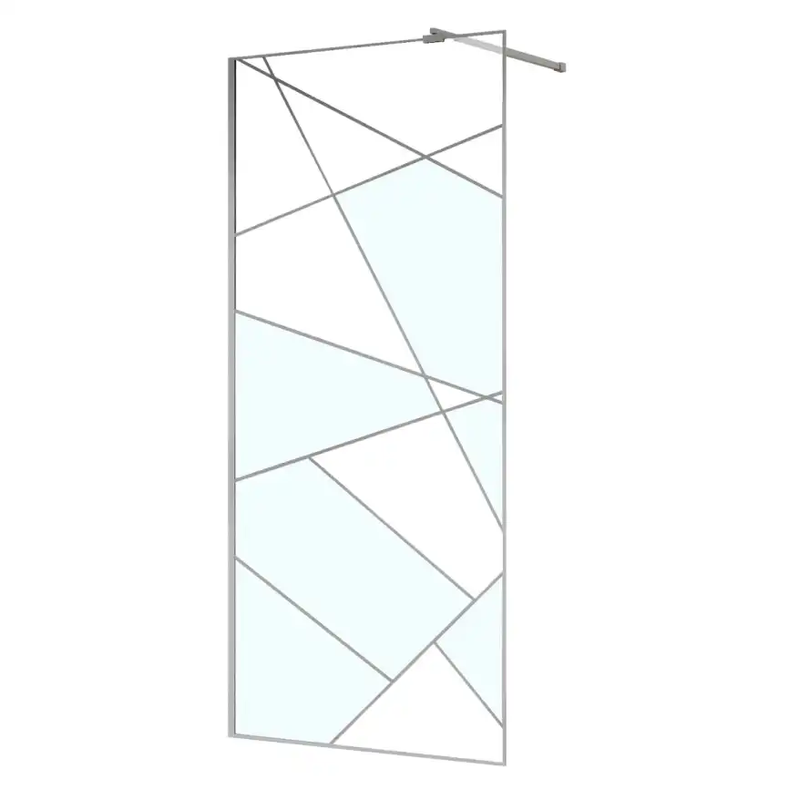 Душевая перегородка Azario Walk-in 110 AZ-271-110-CH-CGP прозрачное стекло 8 мм с графическим принтом, профиль Хром фото 2